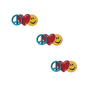 3 Red Smiley Fabric Iron-On Patch :)