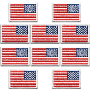 Laughing Lizards American Flag Patch 1 inch Tall Iron on (10-Pack), Size: 1-3/8W x 7/8h, Red