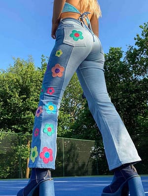 Floral Patched Jeans