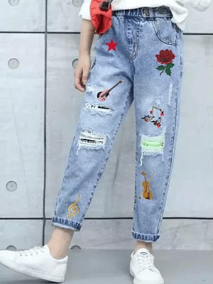 Denim Jeans with Iron on Patches