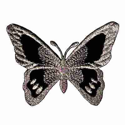 Butterflies - Black & Silver Iron On Embroidered Butterfly Appli