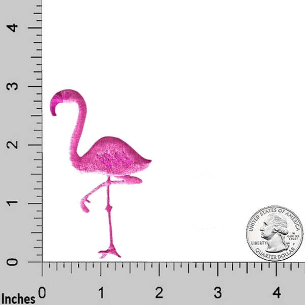 Flamingo Embroidered Applique Pink Iron On Patch