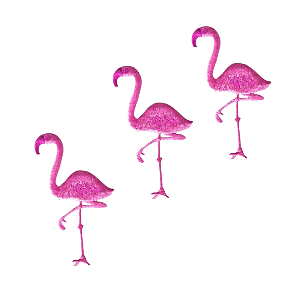 Flamingo Embroidered Applique Pink Iron On Patch