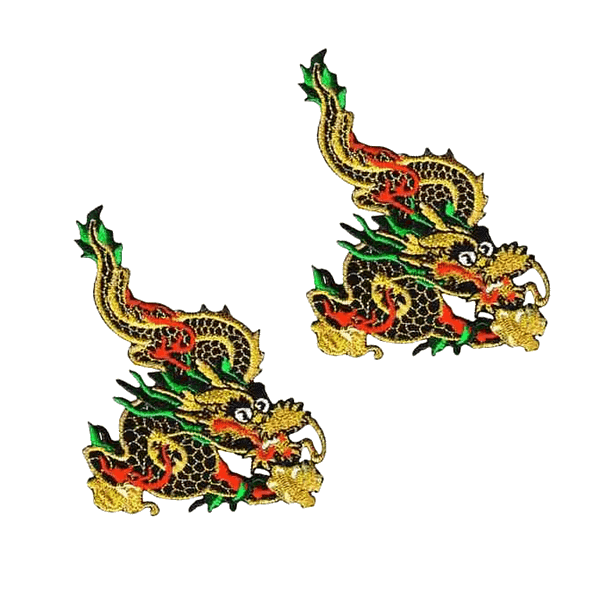 Mystical Chinese Dragons Iron On Patch Applique