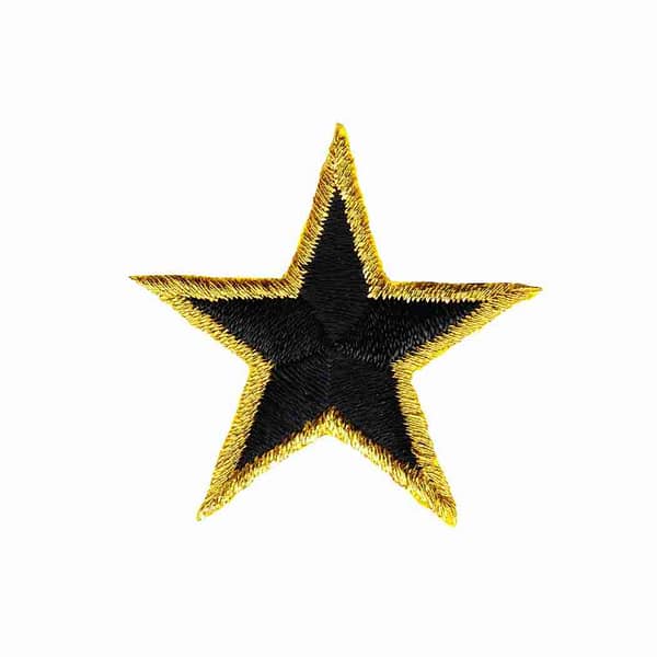 Gold-Trimmed-Star-Patches-1.5-inch-Black