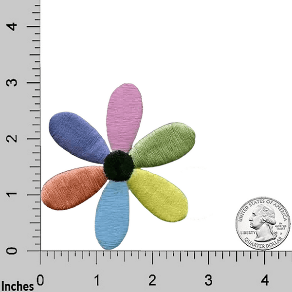 6-Petal Pastel Colored Daisy Flower Iron On Floral Applique