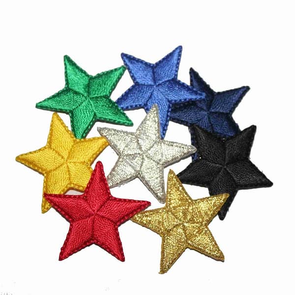 Star Patches (10-Pack) Star Embroidered Iron On Patches Appliques - 1.5  Inch - Laughing Lizards