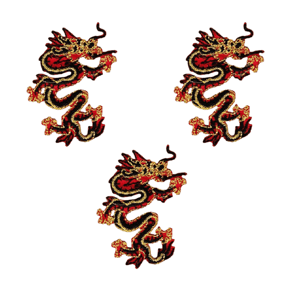 Small Dragon Patches (3-Pack) Animal Embroidered Iron On Patch Appliques -  Laughing Lizards