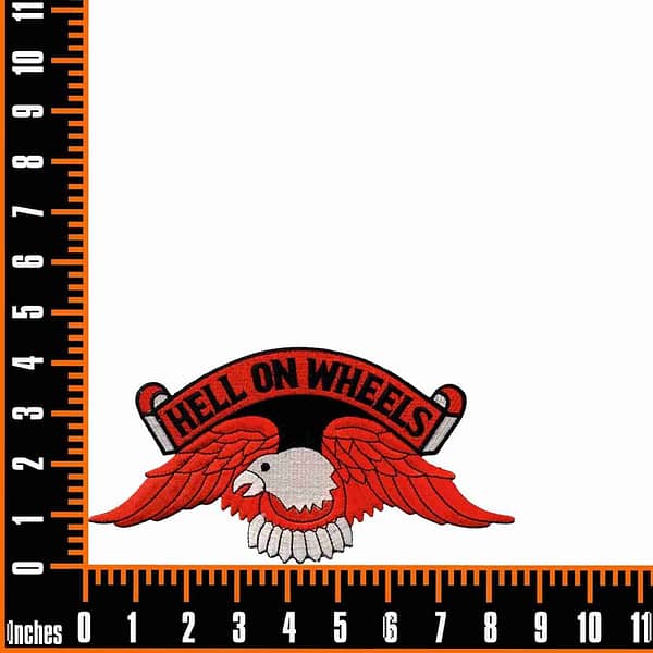 Hell on Wheels Orange Eagle Back Patch Iron On Patches - Laughing Lizards
