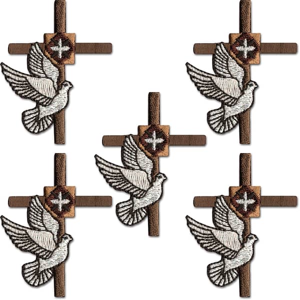 Cross with Dove Patches (5-Pack) Religious Embroidered Iron On Patch  Applique - Laughing Lizards