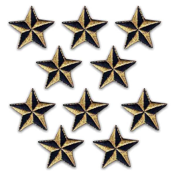 Star Patches (10-Pack) Star Embroidered Iron On Patches Appliques - 1.5  Inch - Laughing Lizards