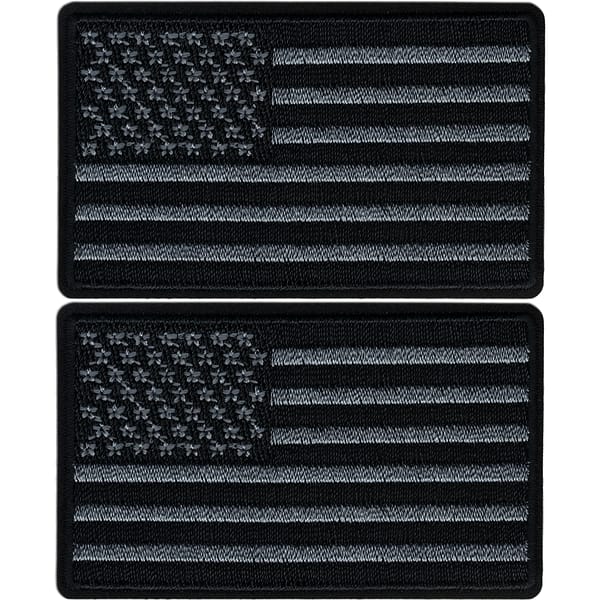 Black & Gray USA Flag Patches (2-Pack) American Flag Embroidered Iron ...