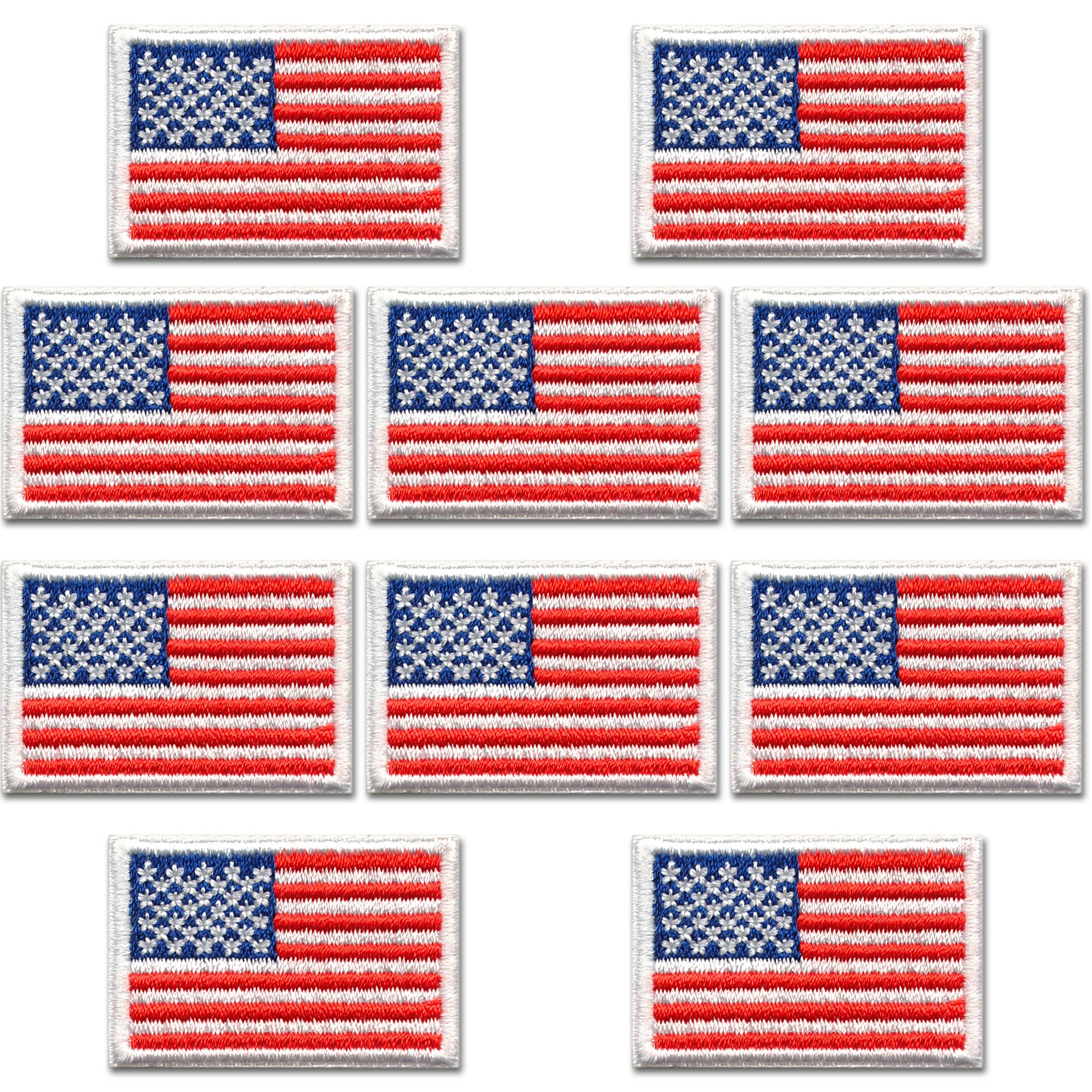 American Flag Patch, U.S. Flag Patch Embroidered Patch white border USA  Patch United States of America, sew on, Gold Border 