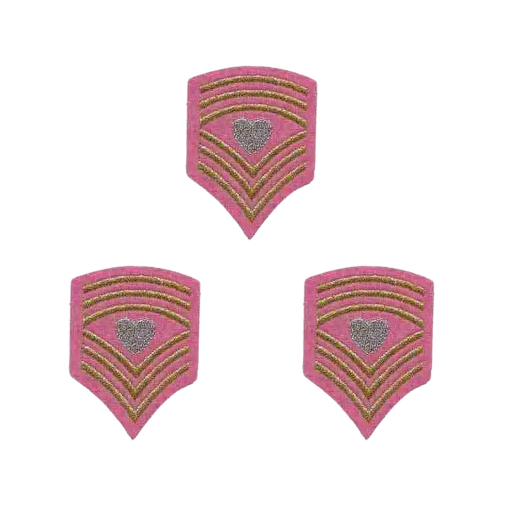 3 X Pink Heart Iron-on Patches, Embroidered Fabric Applique, Pink