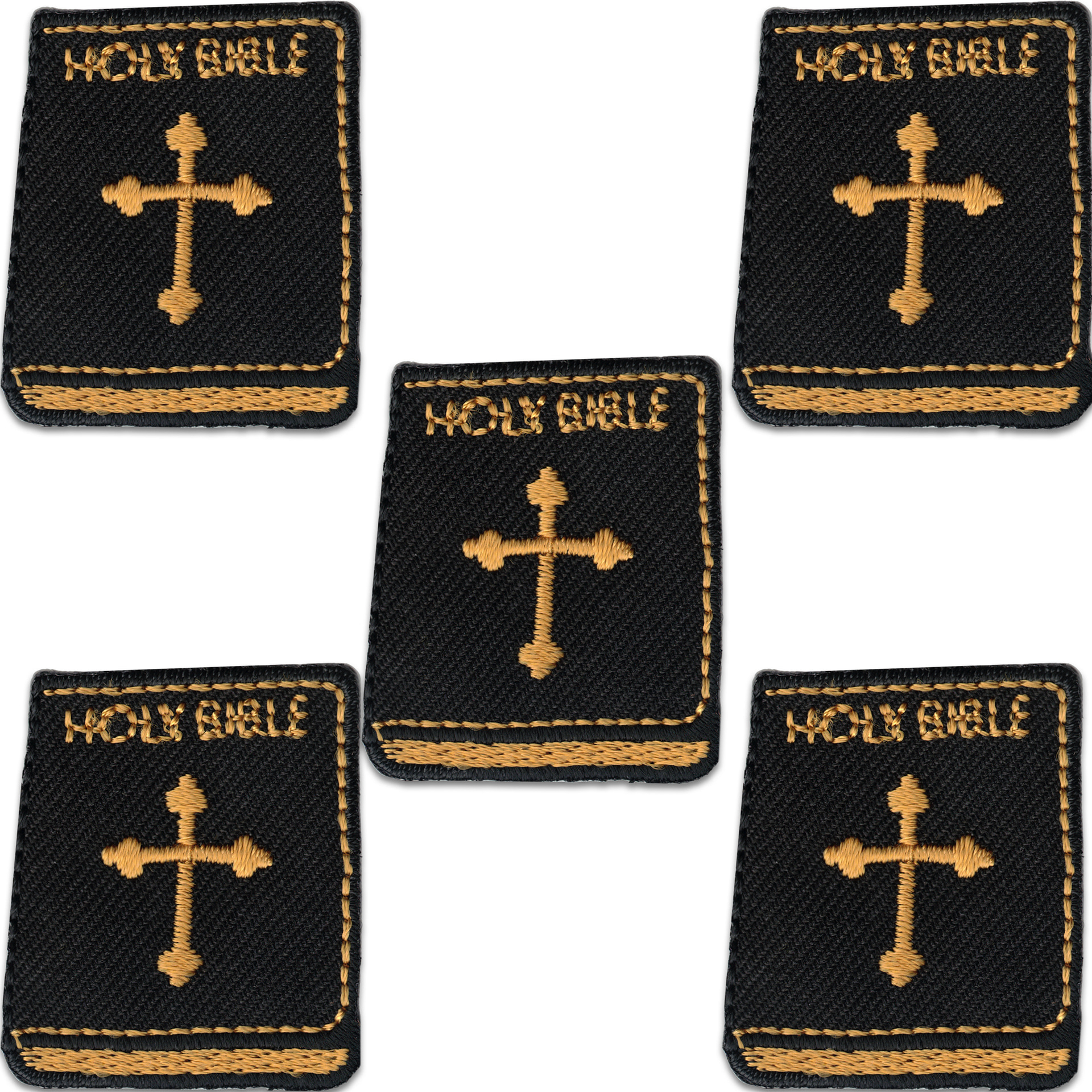 Cross with Dove Patches (5-Pack) Religious Embroidered Iron On Patch  Applique