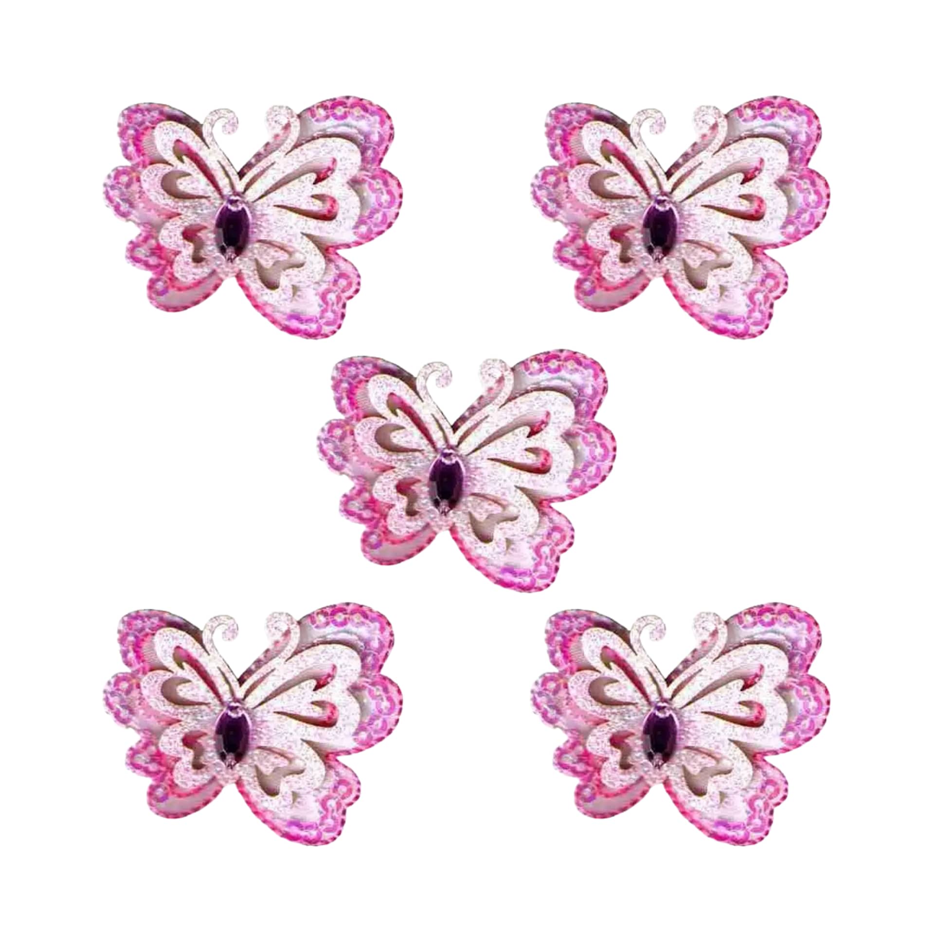 Double Layer Cutout Sparkle Butterfly Iron On Patch Applique