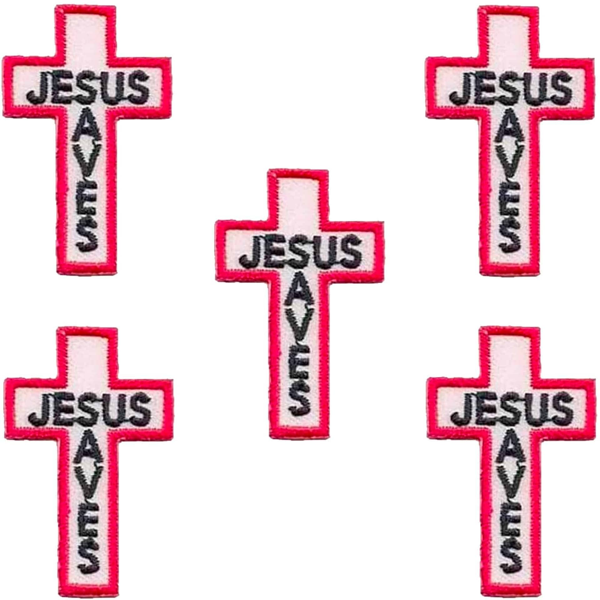 Jesus Saves Cross Iron On Patch Applique