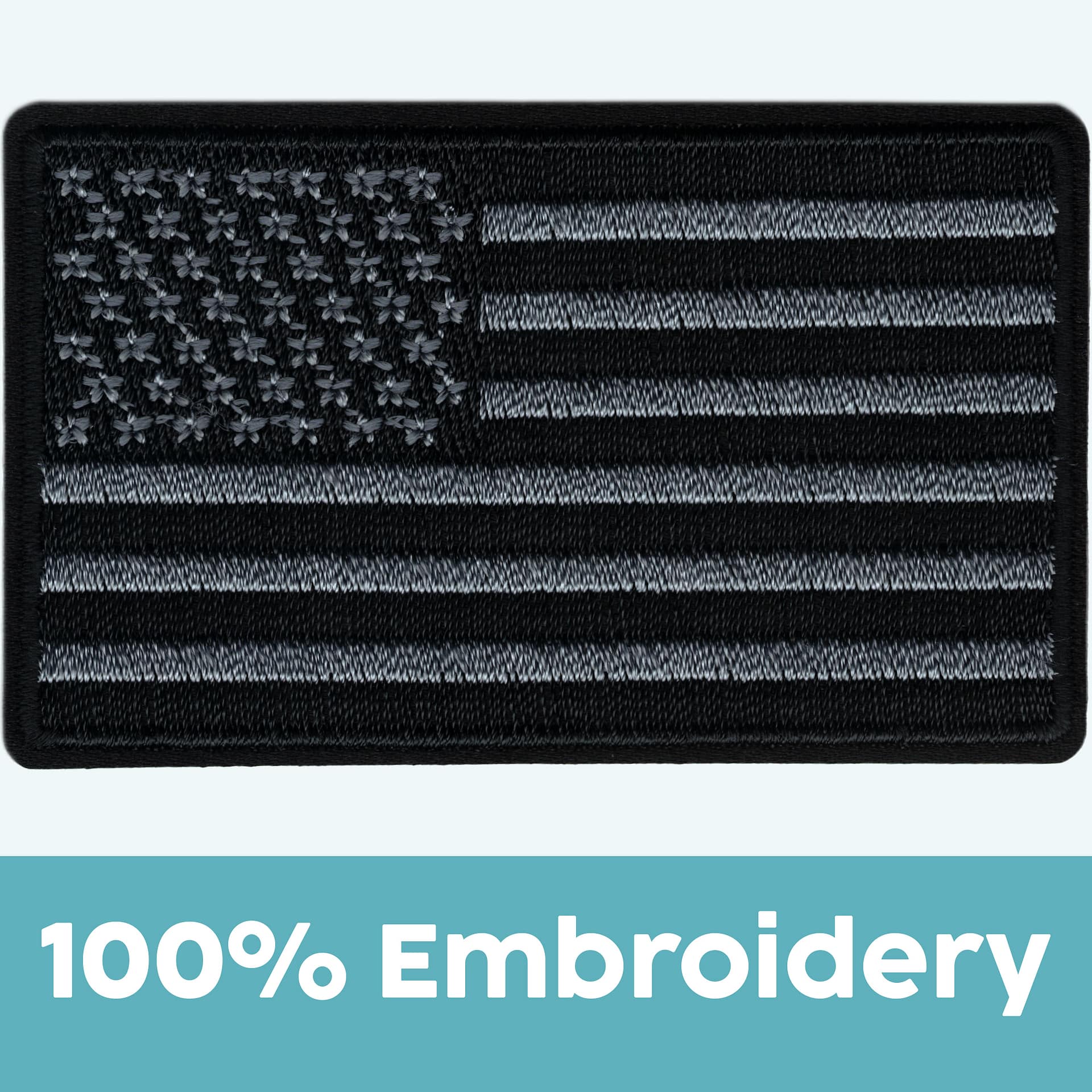 Black & Gray USA Flag Patches (2-Pack) American Flag Embroidered Iron ...